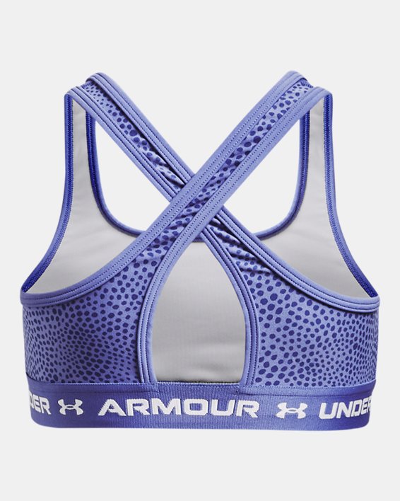 Girls' UA Crossback Printed Sports Bra, Blue, pdpMainDesktop image number 1